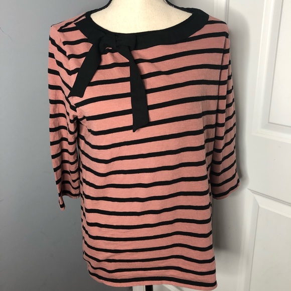 LOFT Sweaters - LOFT Striped Bow 3/4 Length Sweater